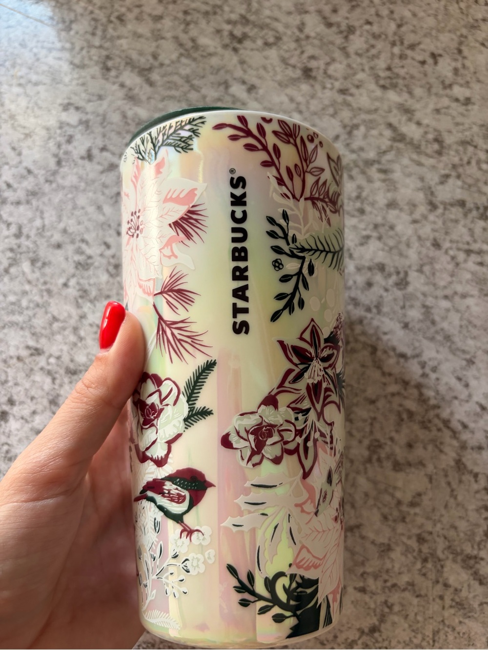Starbucks Iridescent Floral Tumbler in Cream, Pink & Green